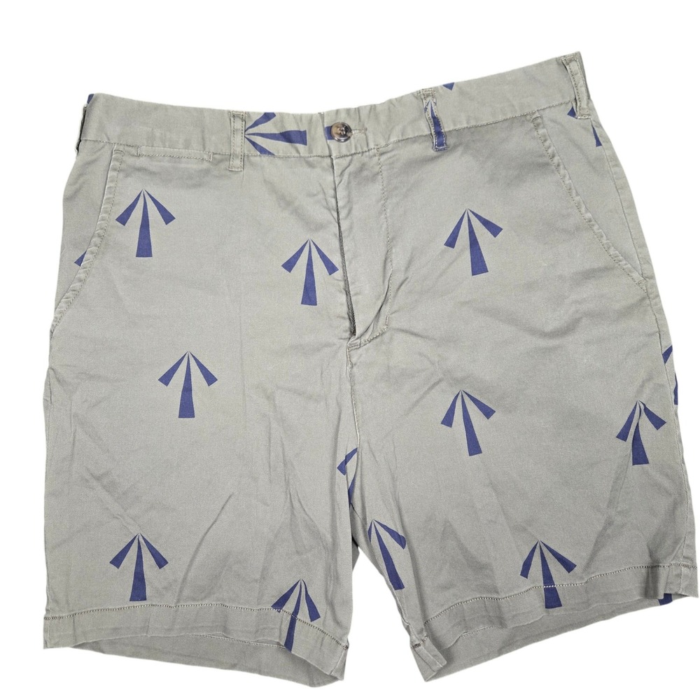 Five Four x Mark McNairy Mens Chino Shorts Olive Green Arrow Print Size 34